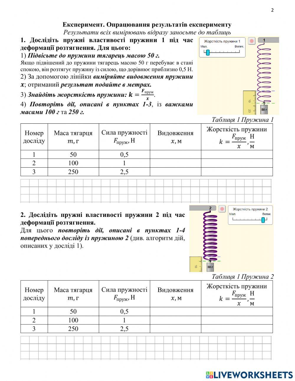 Дослдження пружних властивостей тіл