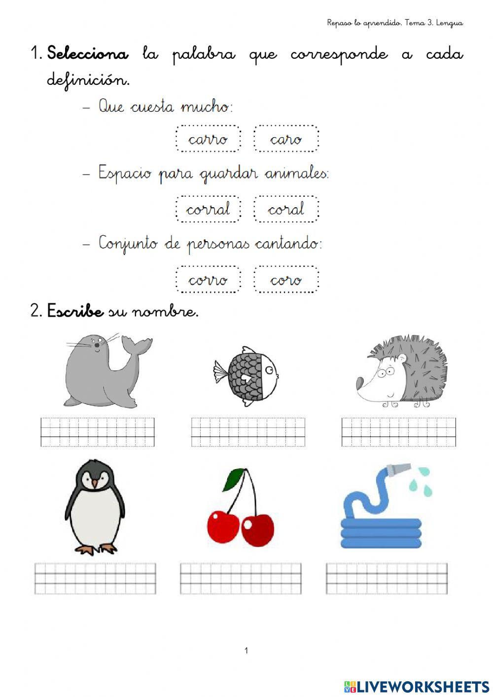 Repaso tema 3 Lengua