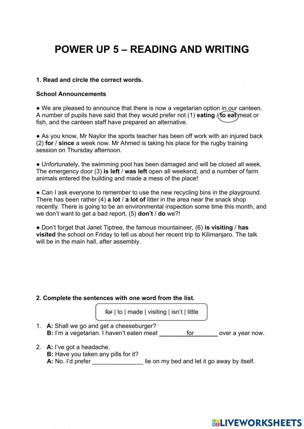 PU5 - RW 4-6 Reading