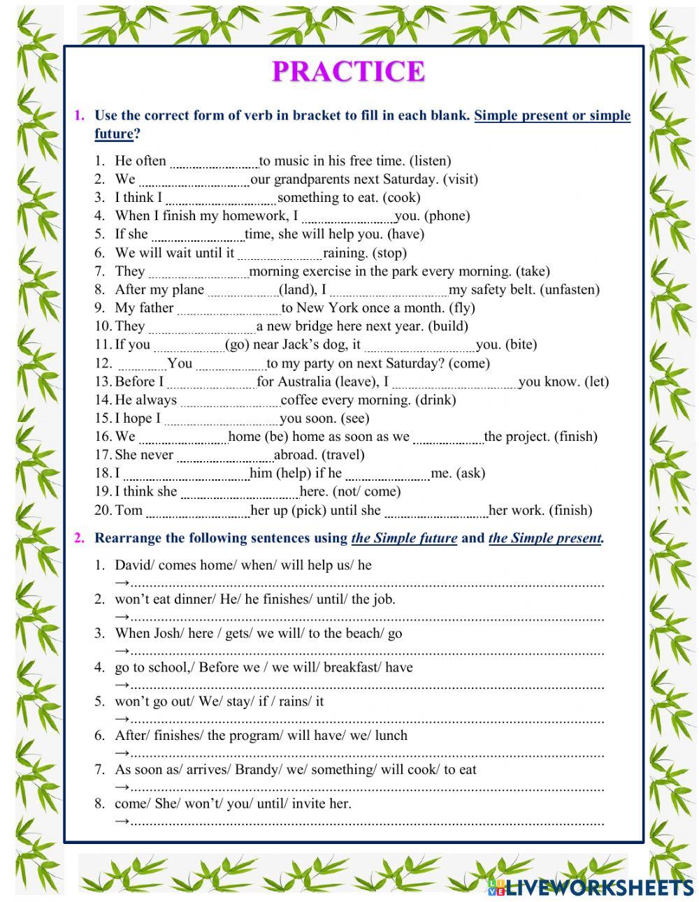 Simple present and Simple future