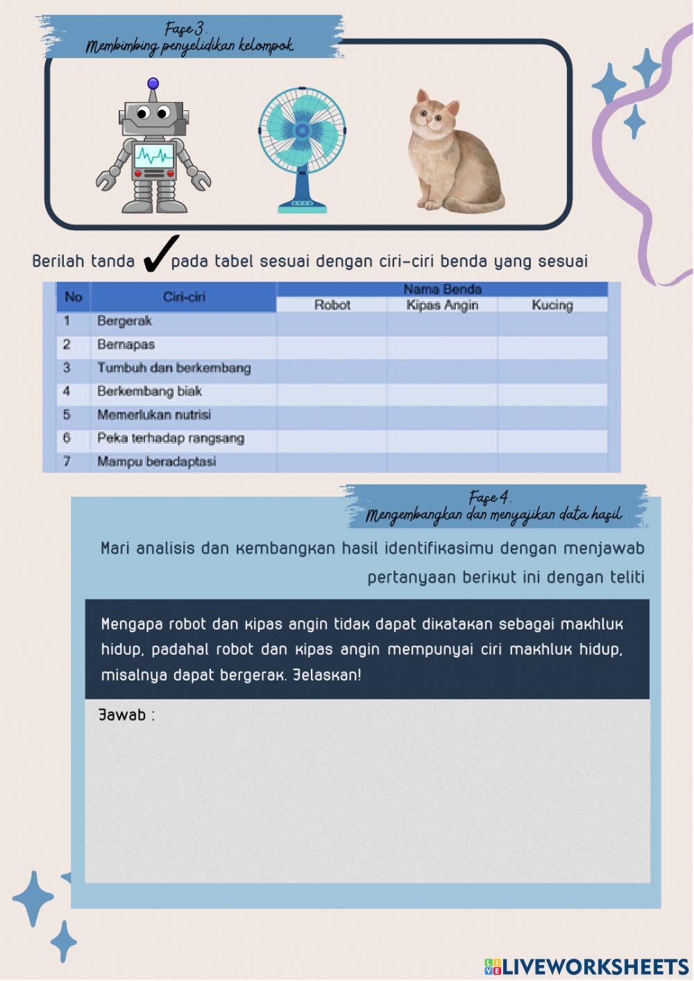 Lkpd ciri-ciri makhluk hidup