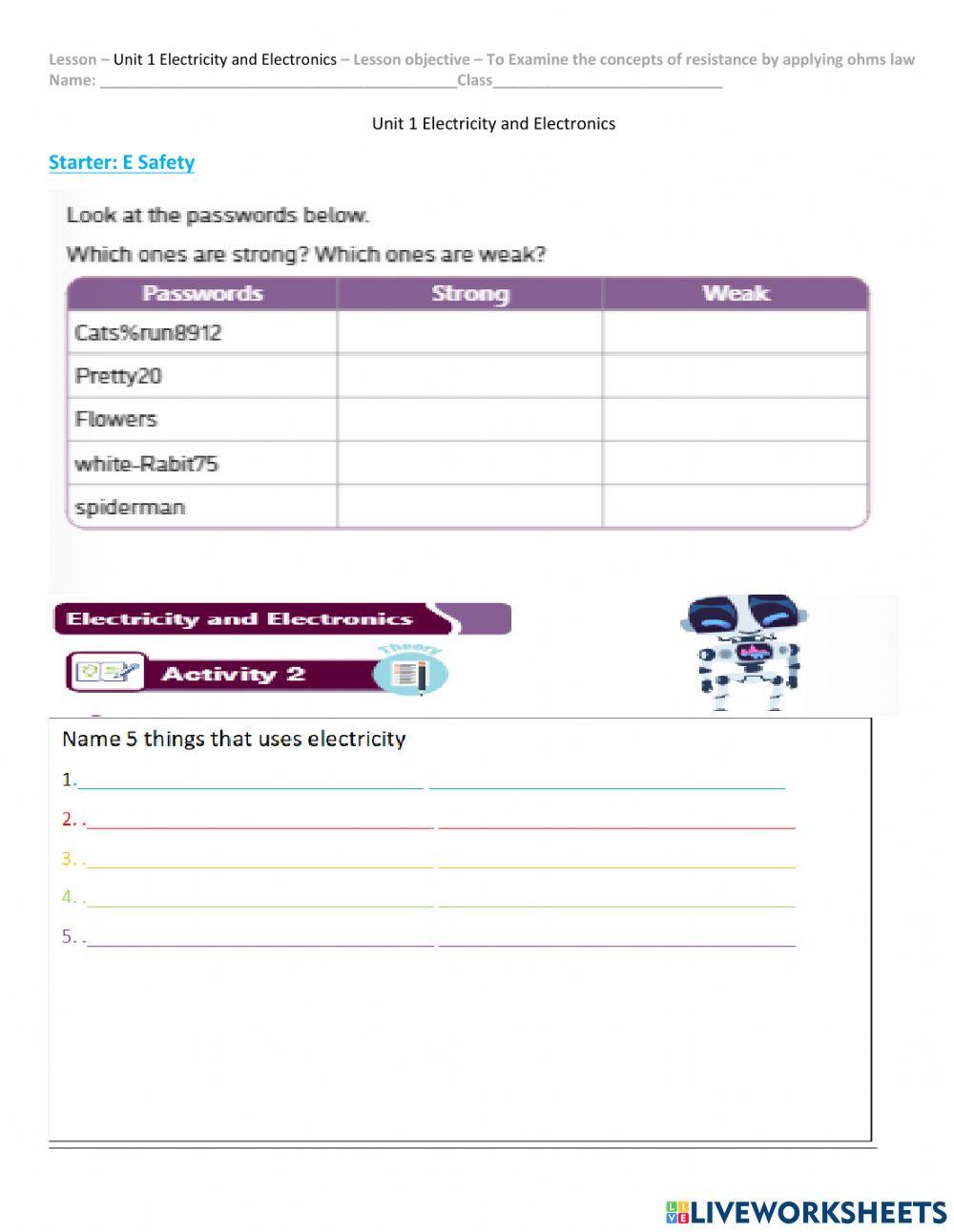 Unit1 Select items that use electricity