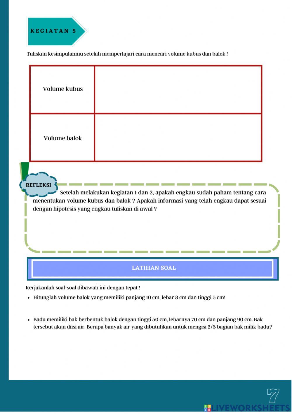 LKPD luas permukaan dan volume kubus dan balok