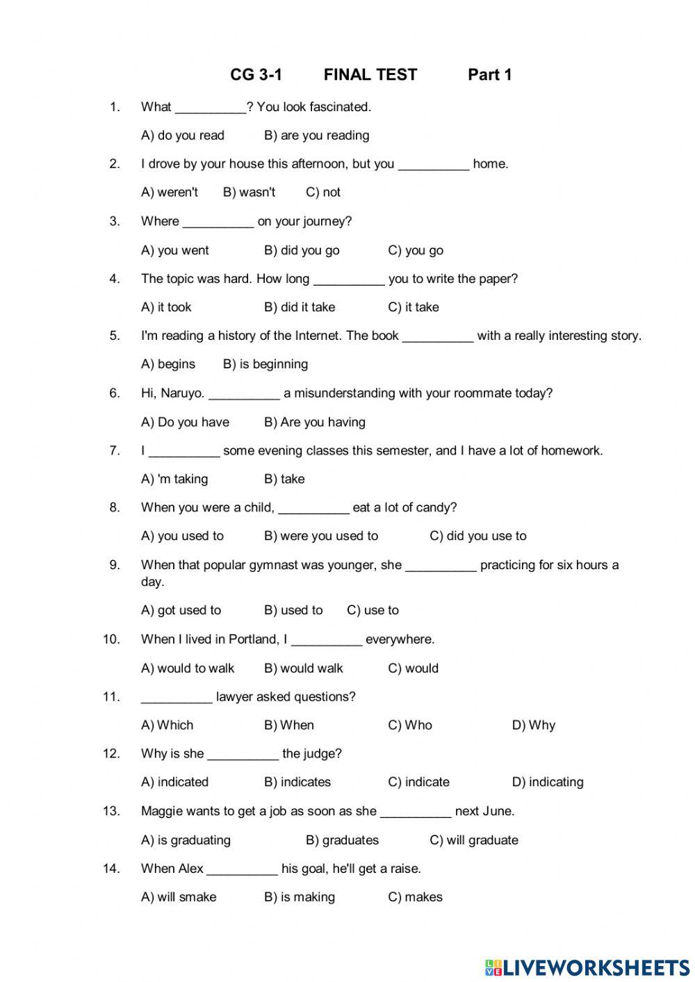 CG 3-1 Final, Part 1