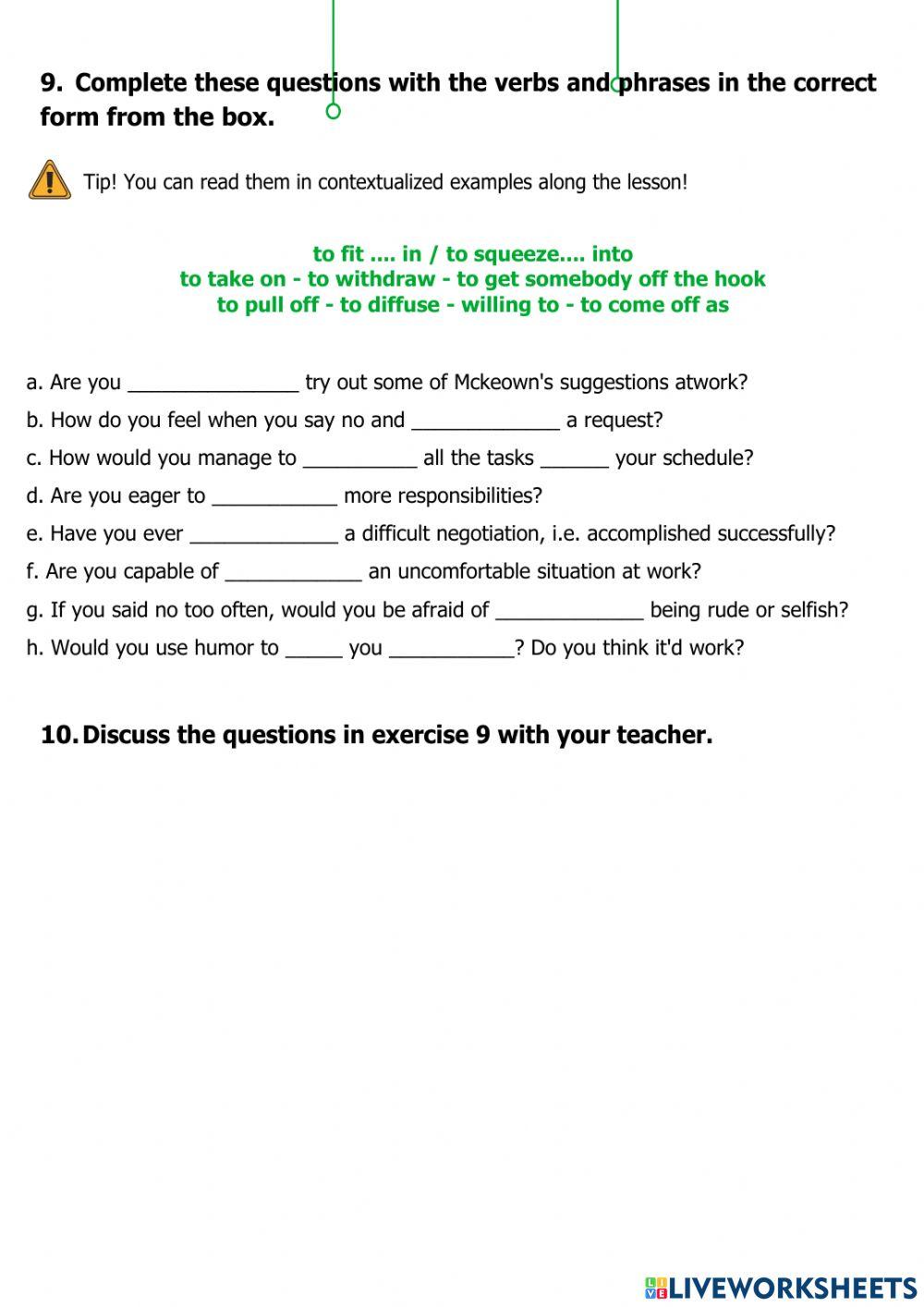 Learning to say no - B1 - B2