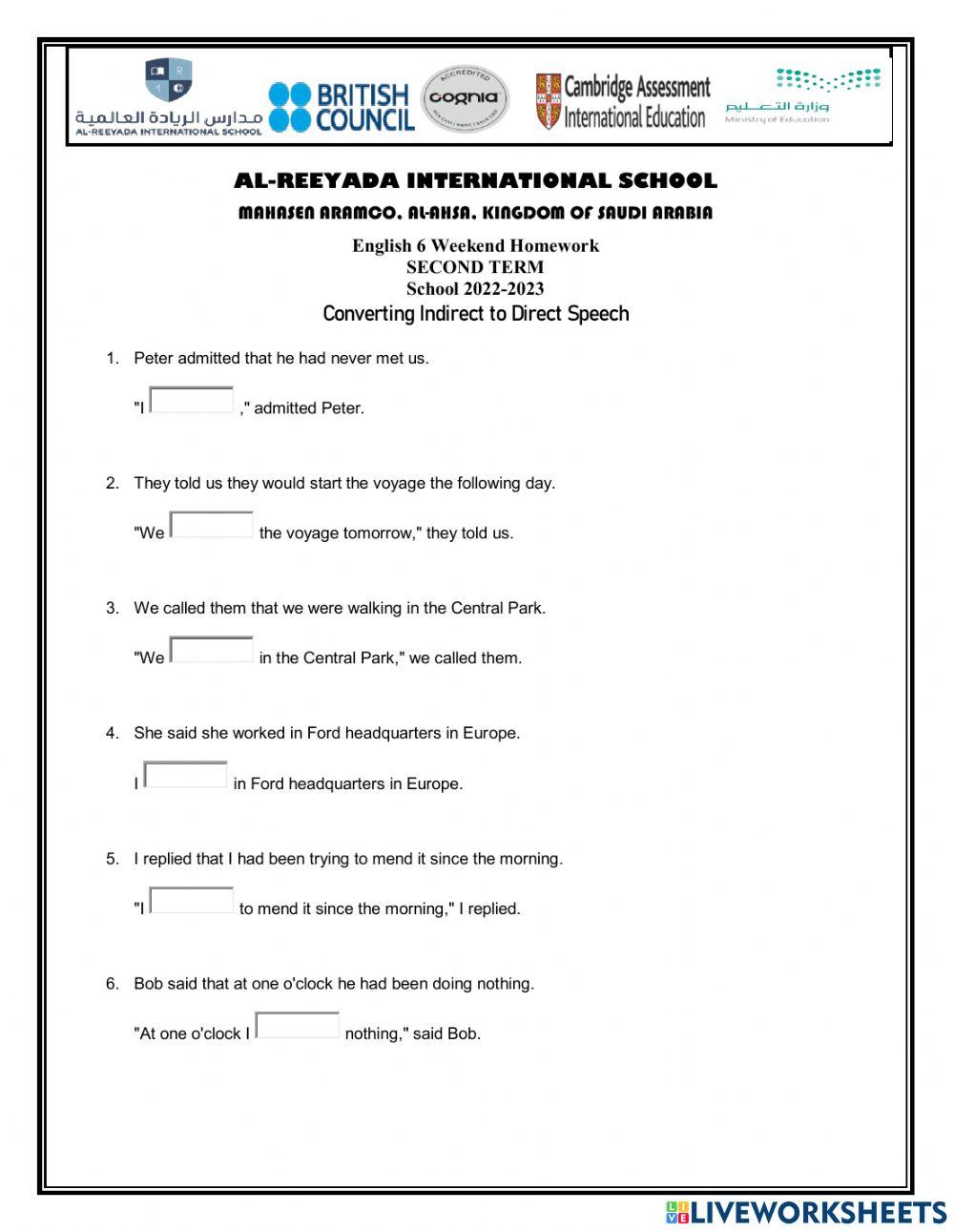 Converting Indirect to Direct Speech