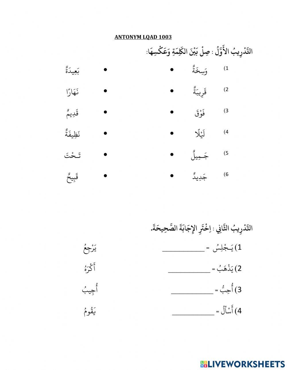 Antonym lqad 1003 online exercise for live worksheets