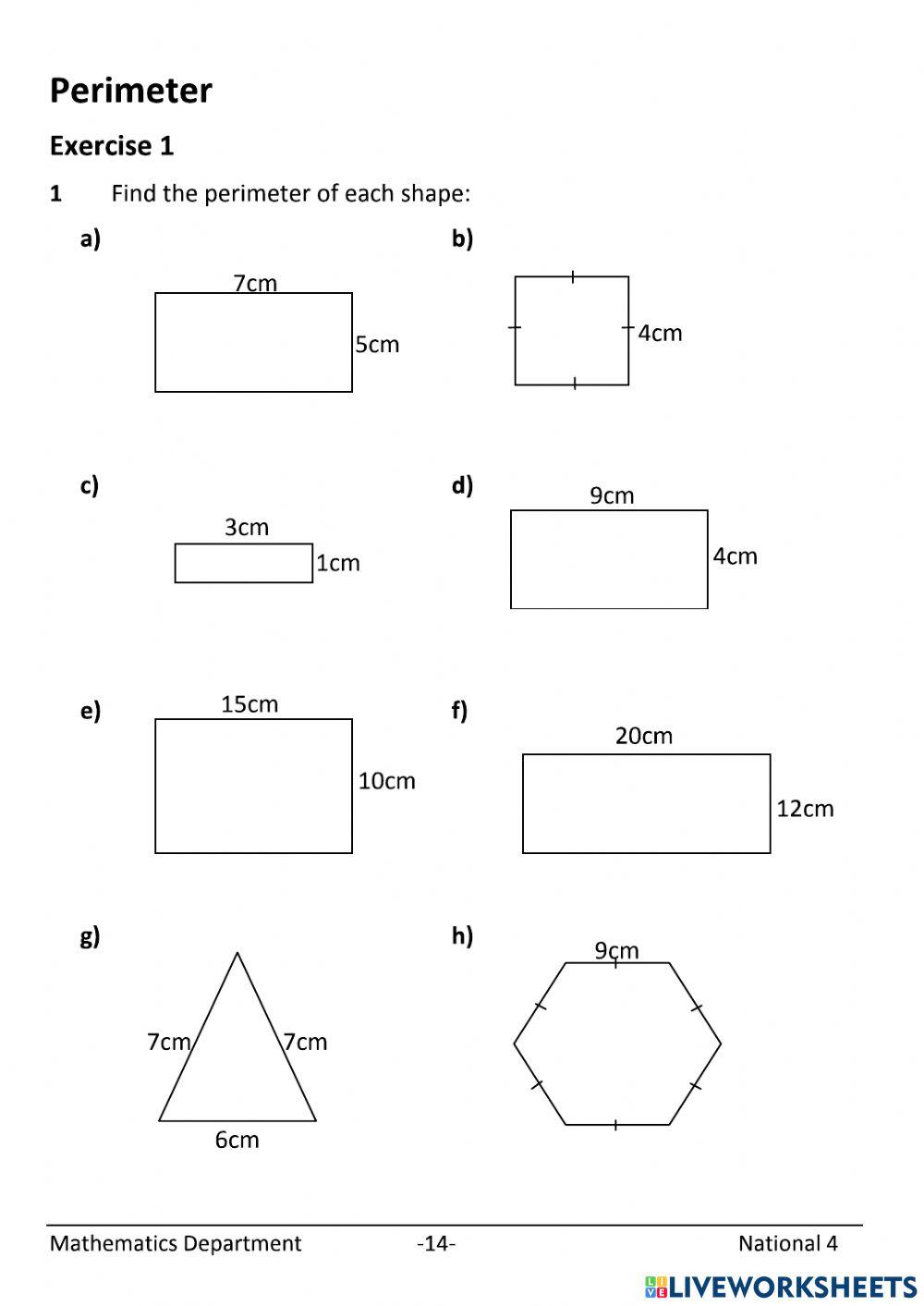 WW SSM N3 Perimeter worksheet Live Worksheets