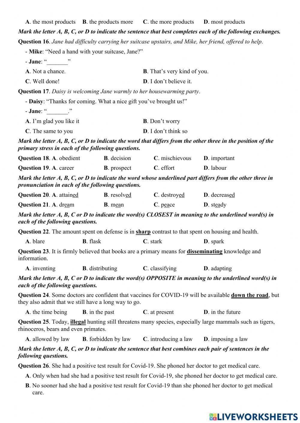 Đề số 10 bộ 2 đề tn