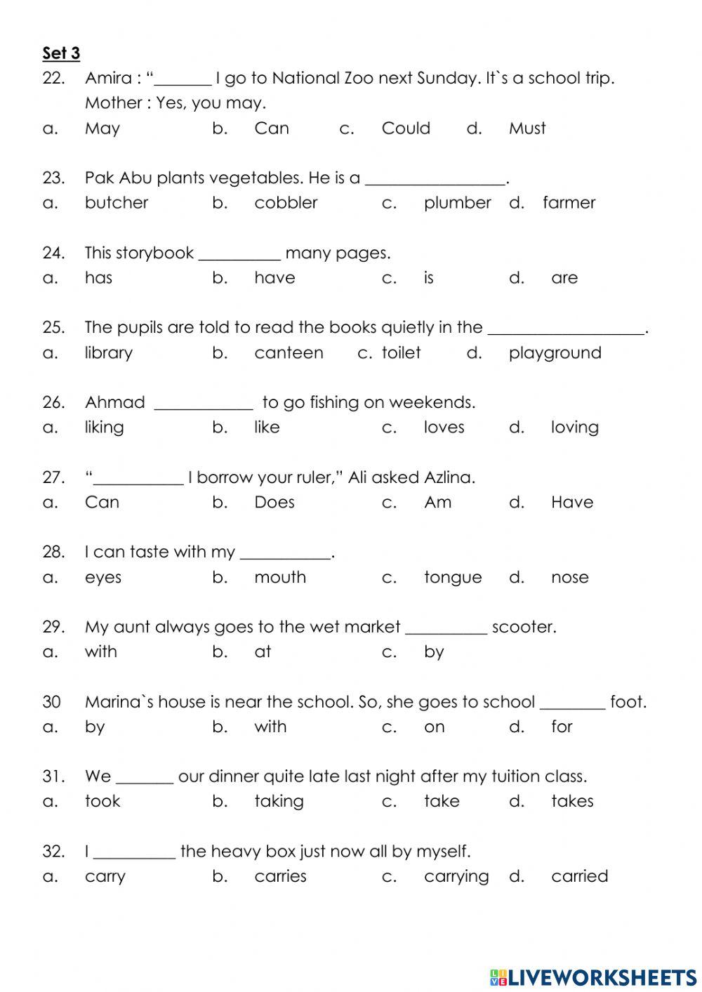 English and vocabulary exercise
