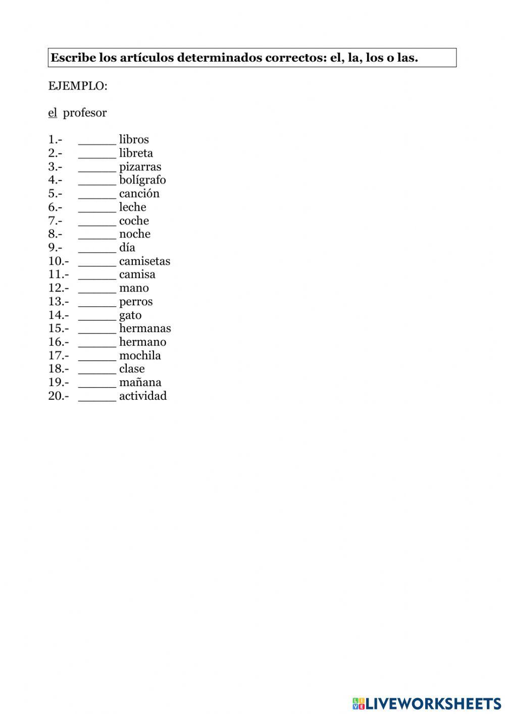 Artículos determinados