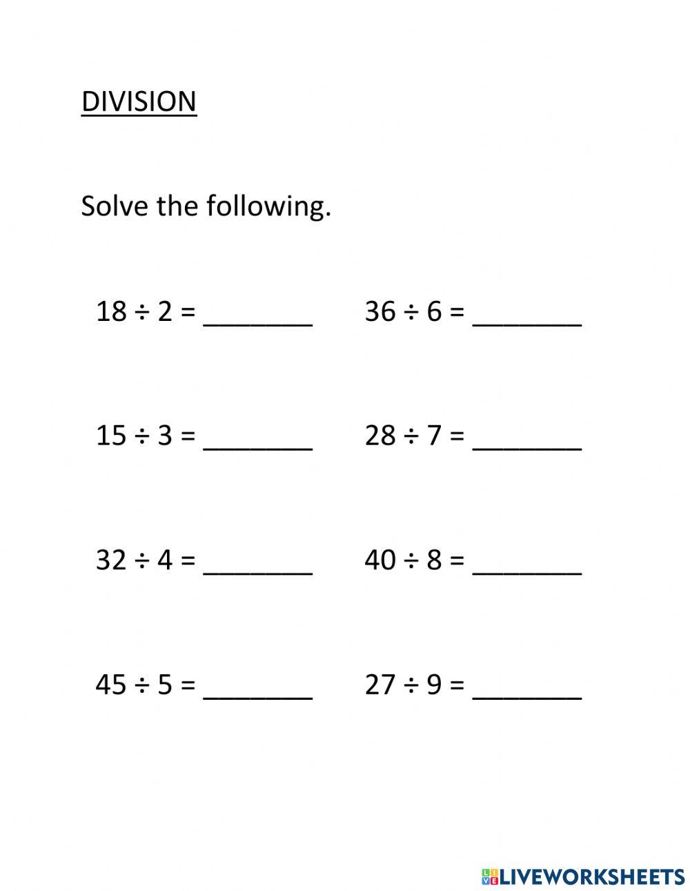 Division online exercise for 3 Live Worksheets Division online exercise for 3 Live Worksheets
