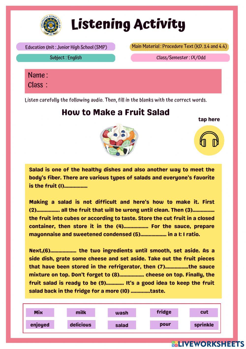 Drag Drop Listening Skill (Procedure Text)