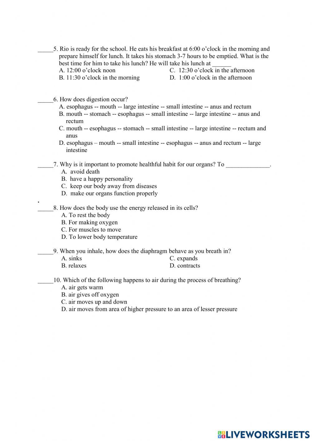 Science 6 Quarter 2 Quiz 2.1 