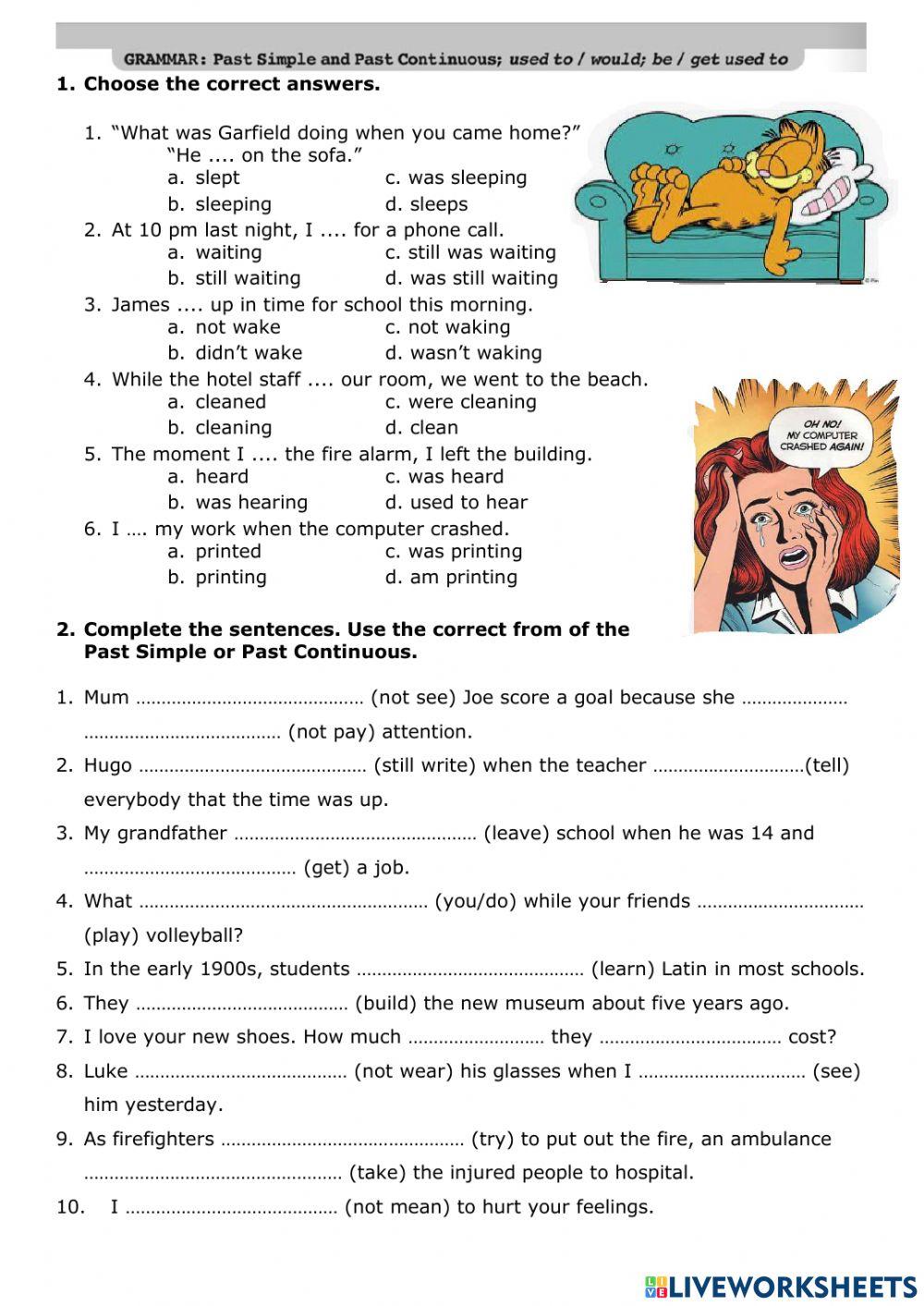 PAST SIMPLE AND PAST CONTINUOUS UNIT 2 B1 EXERCISES