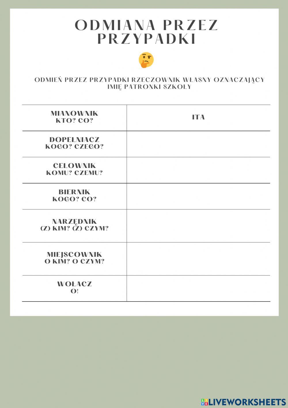 Odmiana przez przypadki