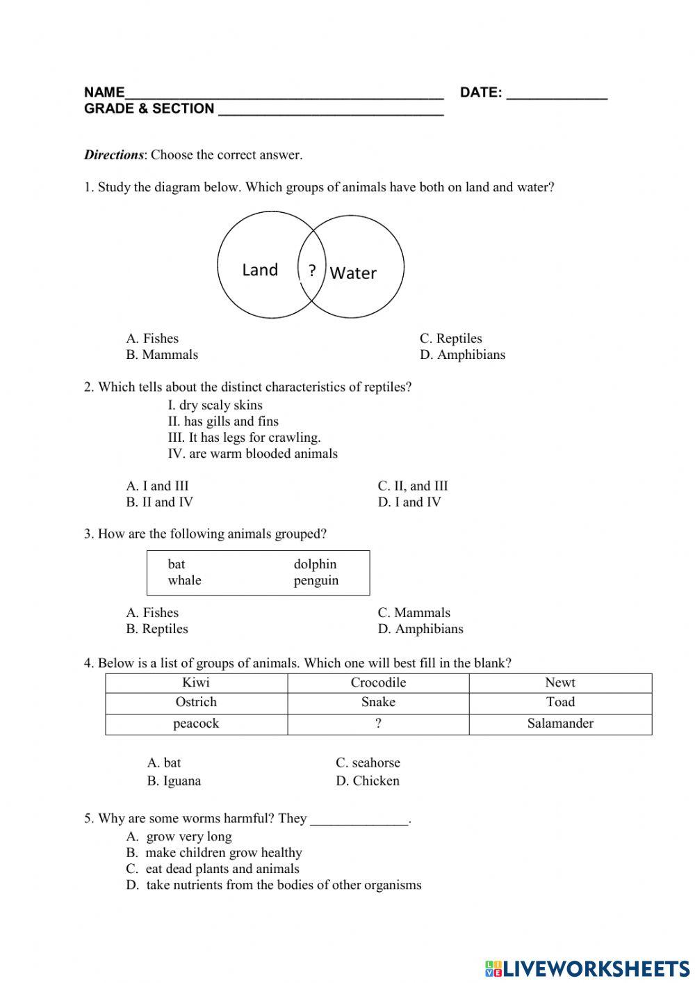 Science 6 Quiz 2.3