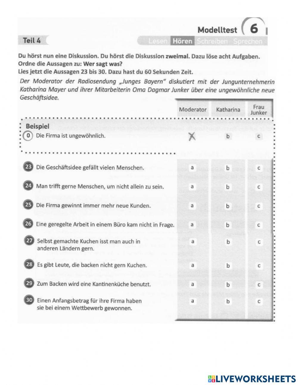 B1 PV Projekt B1 M6T4 Hören