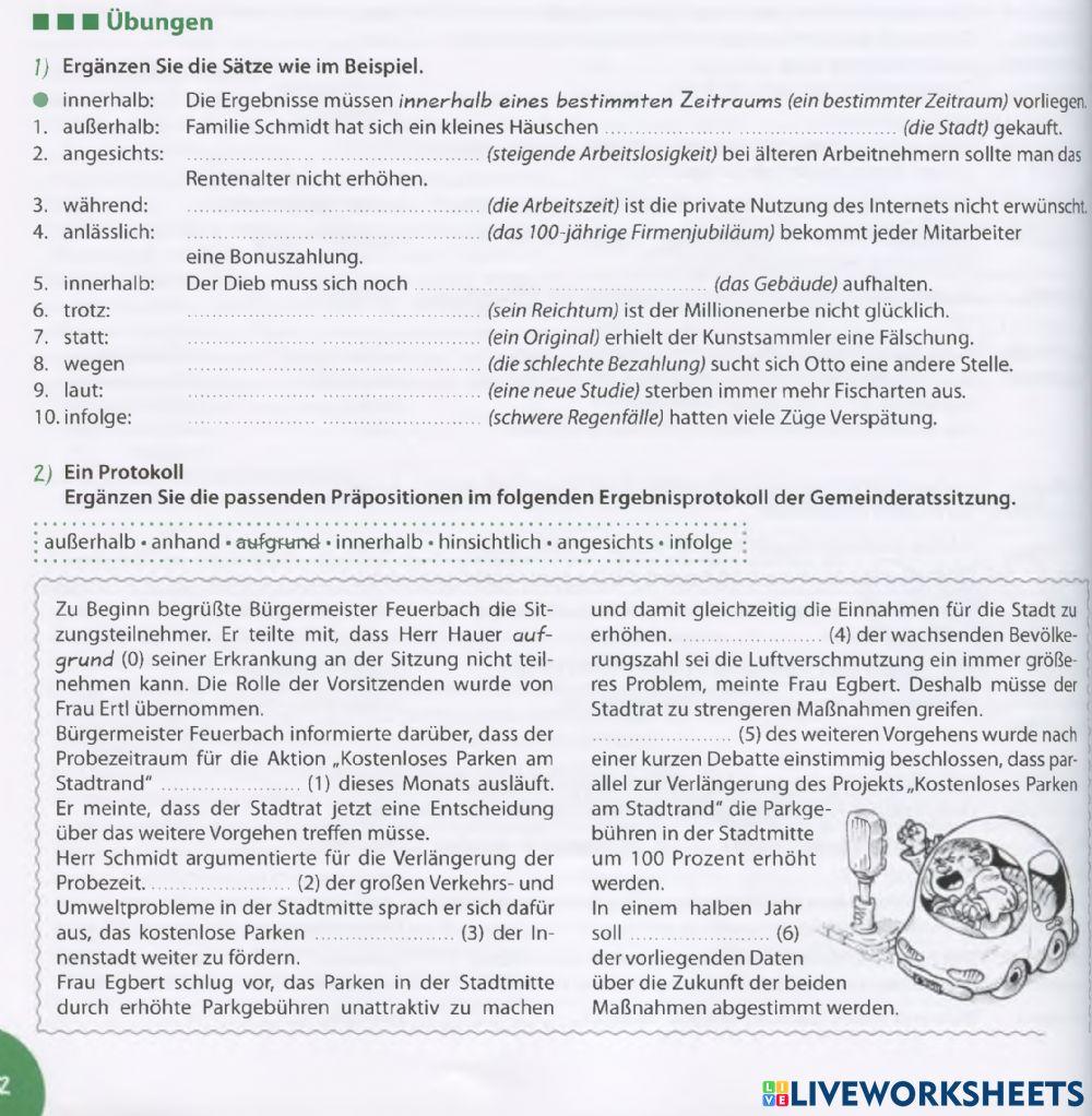 Präpositionen mit dem Genitiv