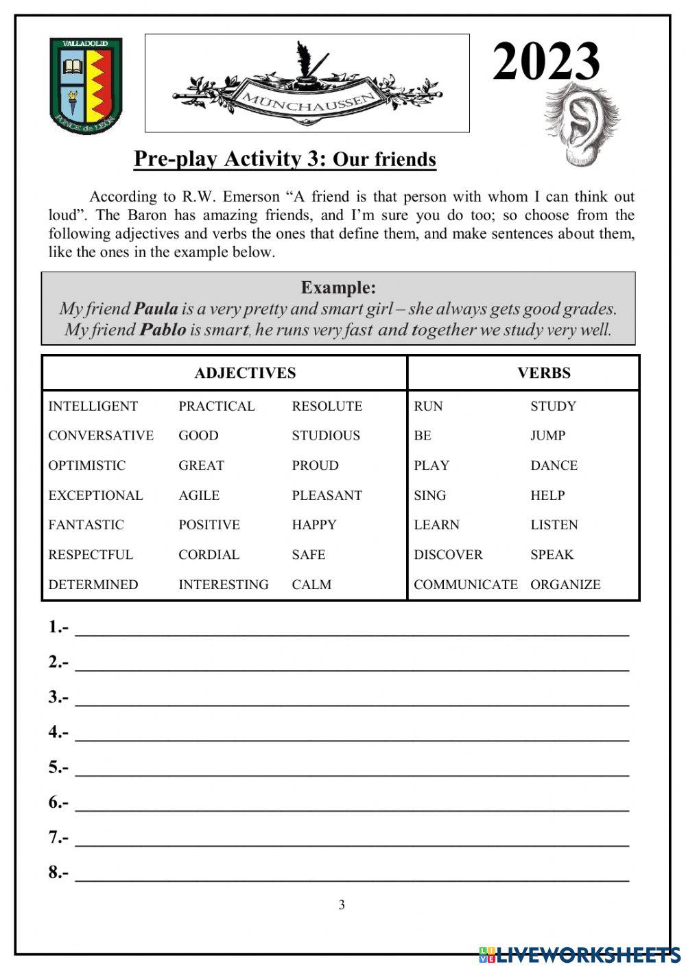 BARON MÜNCHHAUSSEN PRE-PLAY activities. Forum Theatre