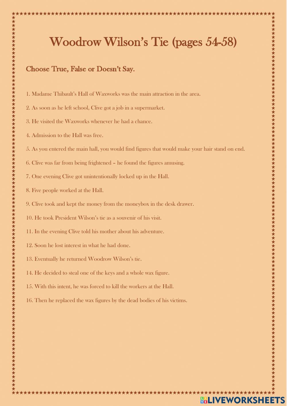 Woodrow Wilson's Tie: pages 54-58