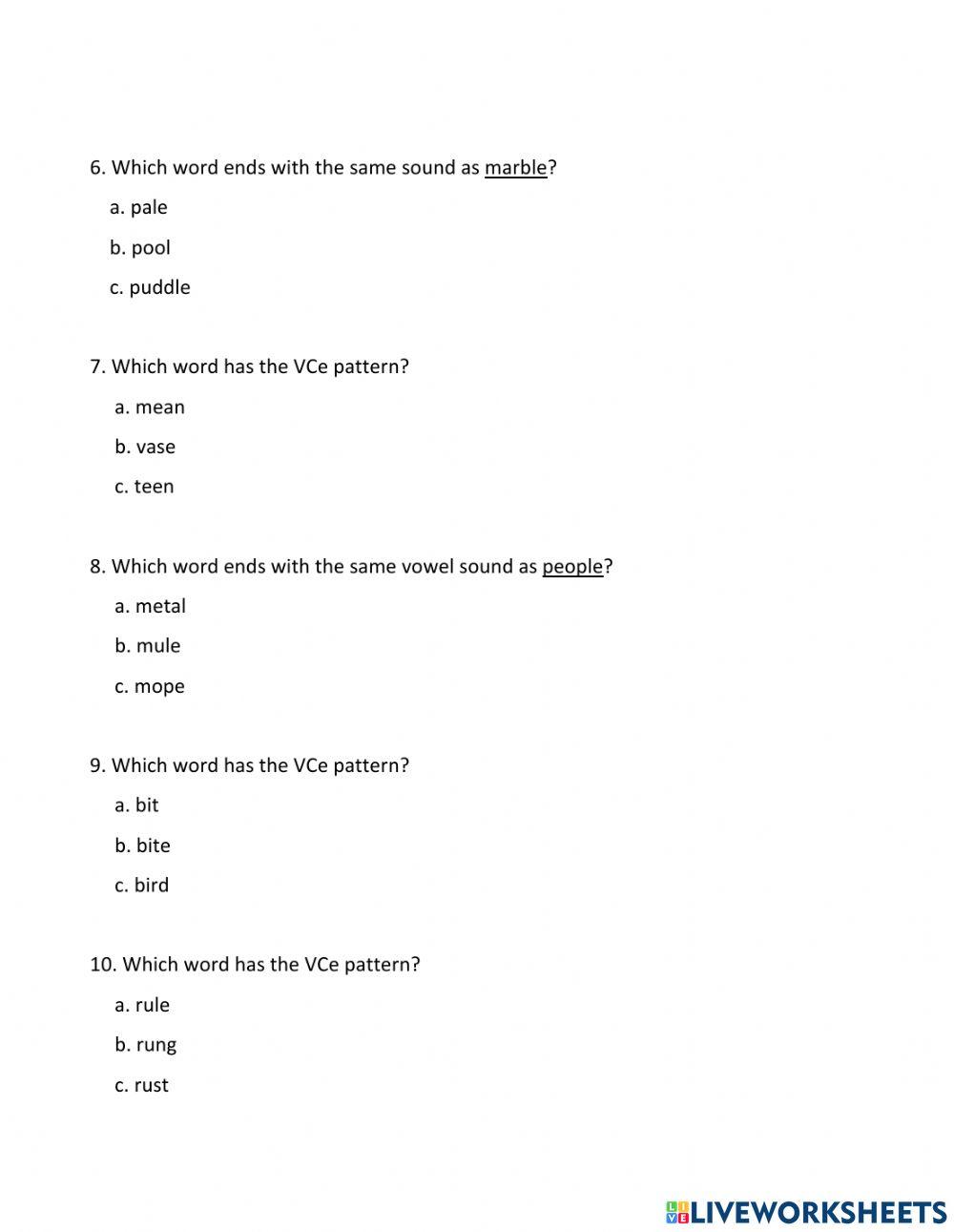 Unit 5-1 reading test
