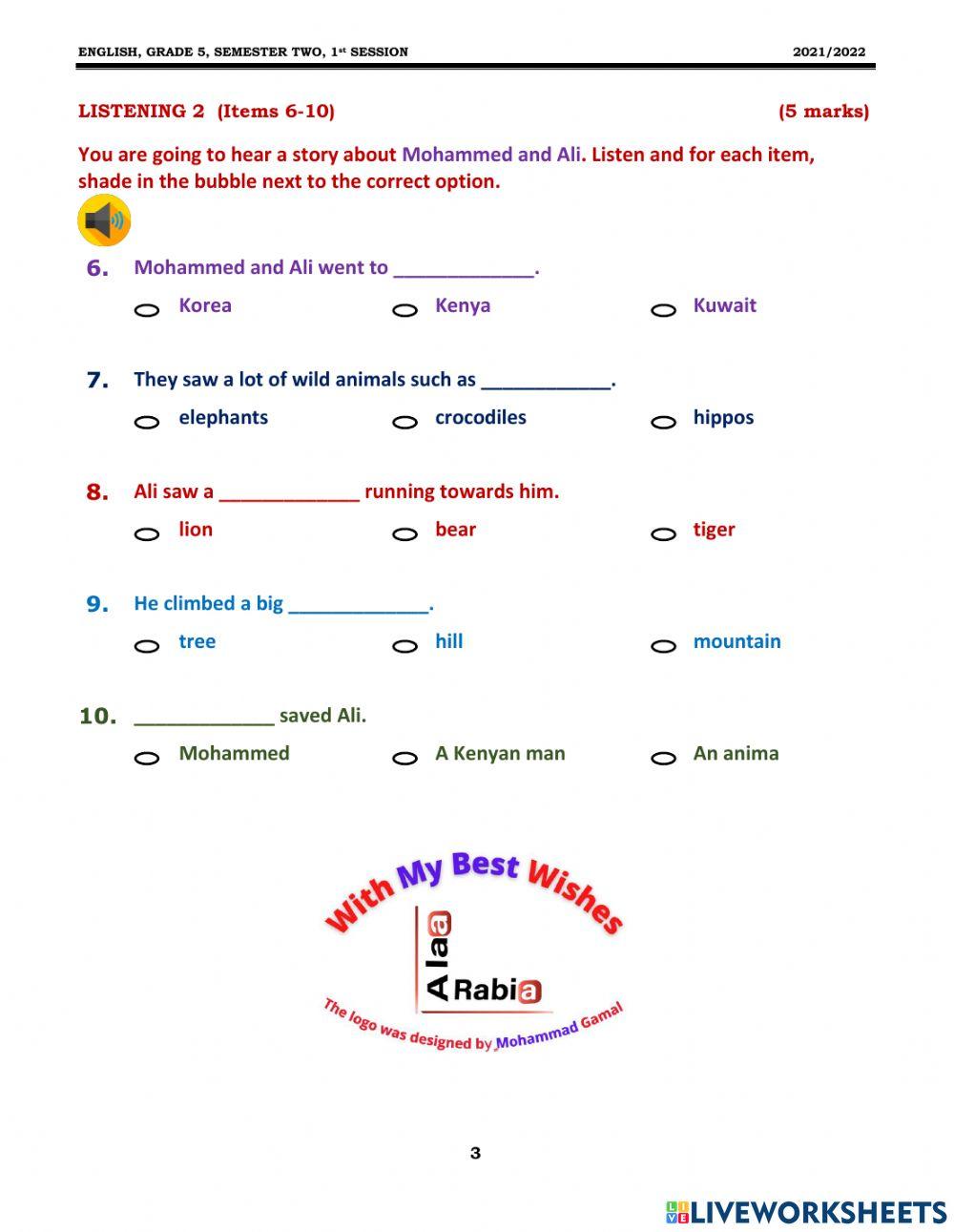 Grade 5 Listening 2 S 2