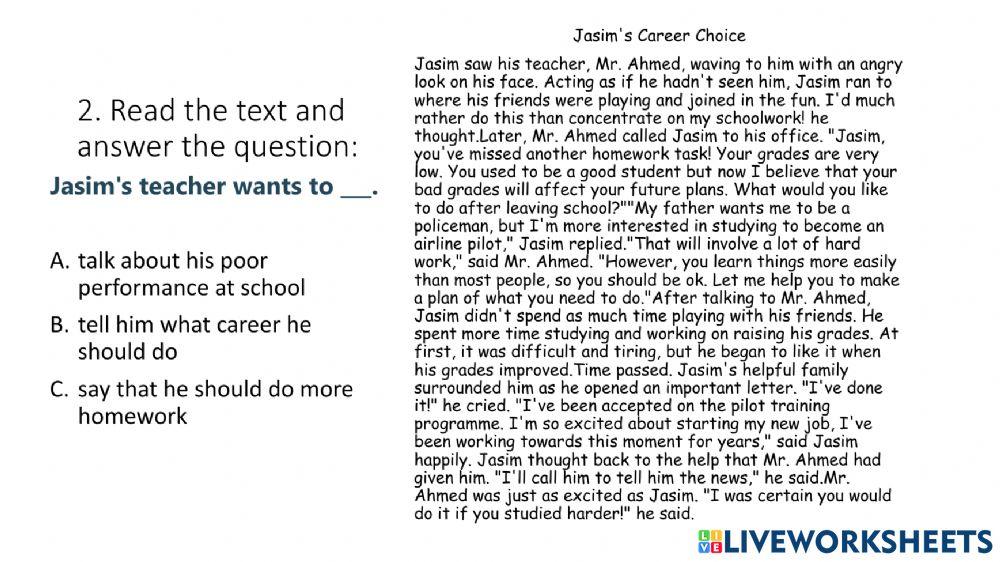 Reading comprehension G9