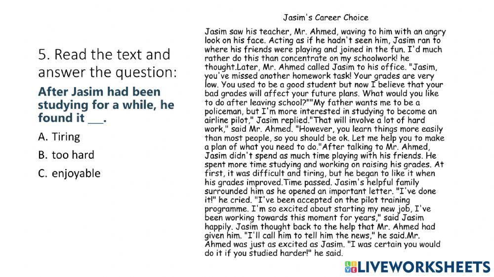 Reading comprehension G9