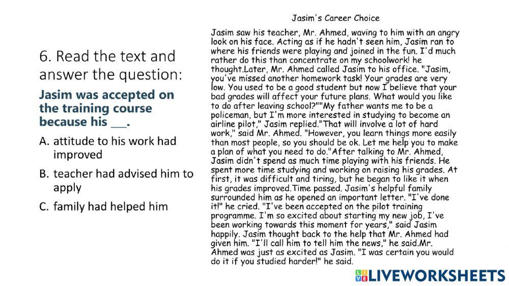 Reading comprehension G9