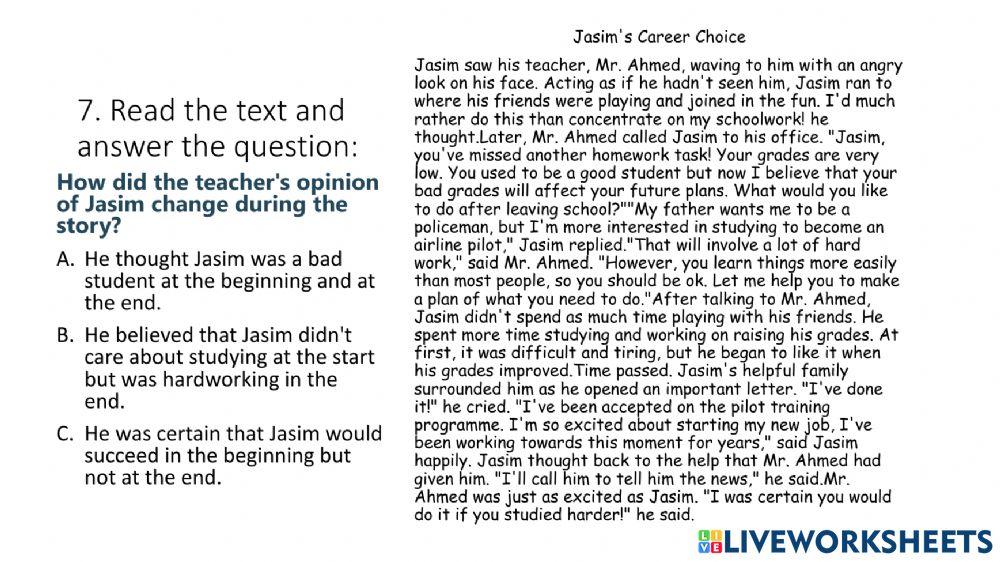 Reading comprehension G9