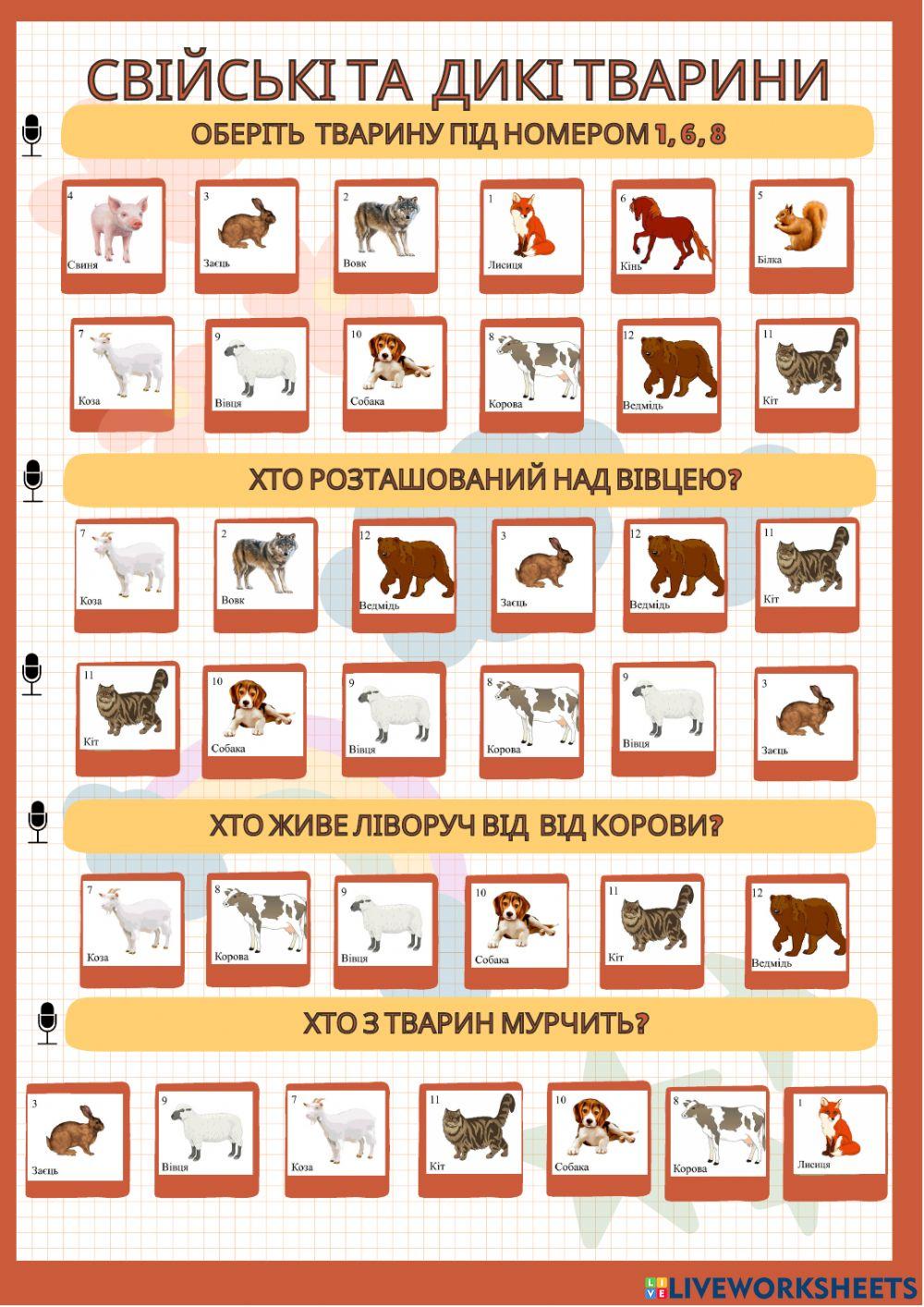 Свійські та дикі тварини