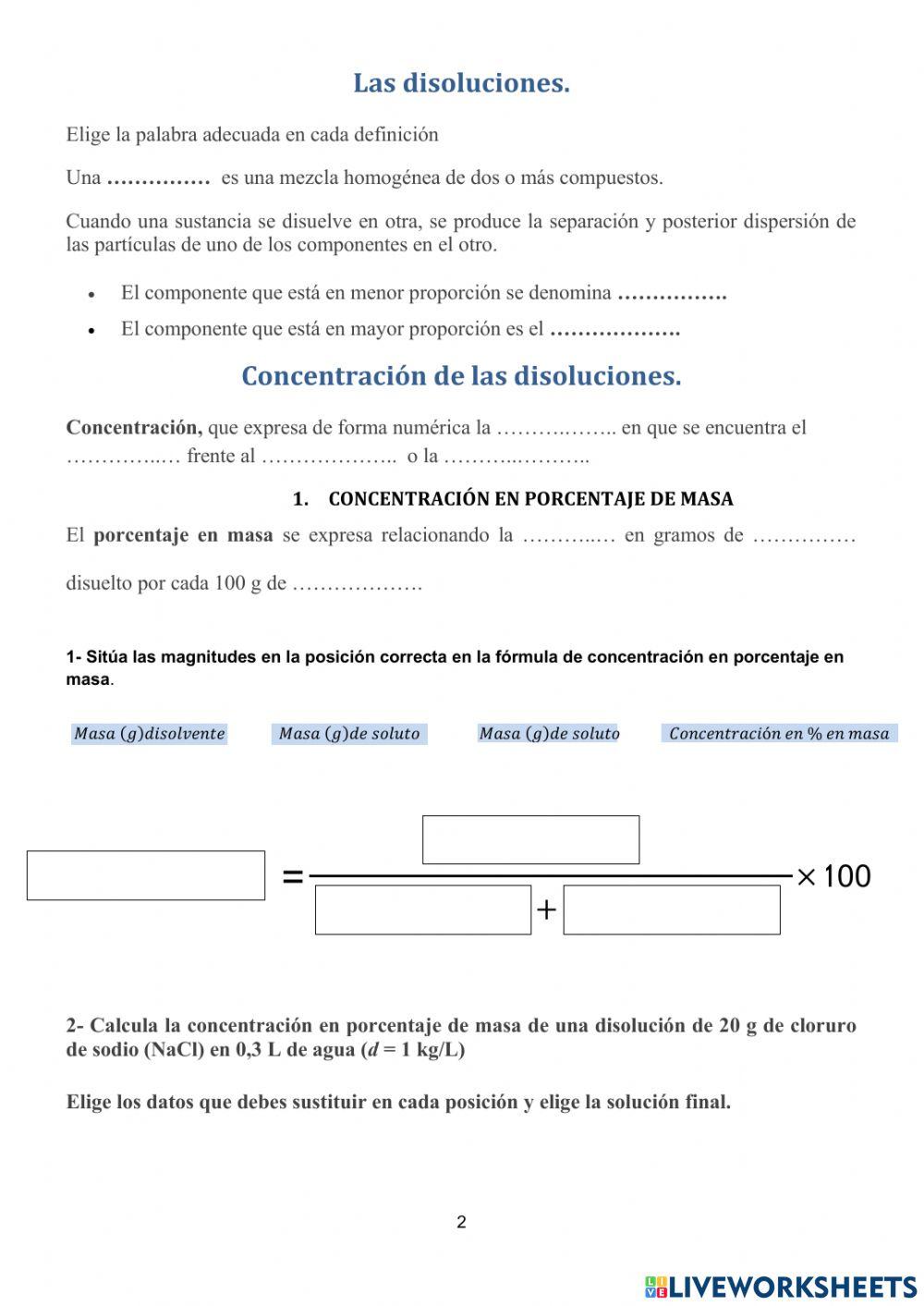 Sistemas materiales y concentración.