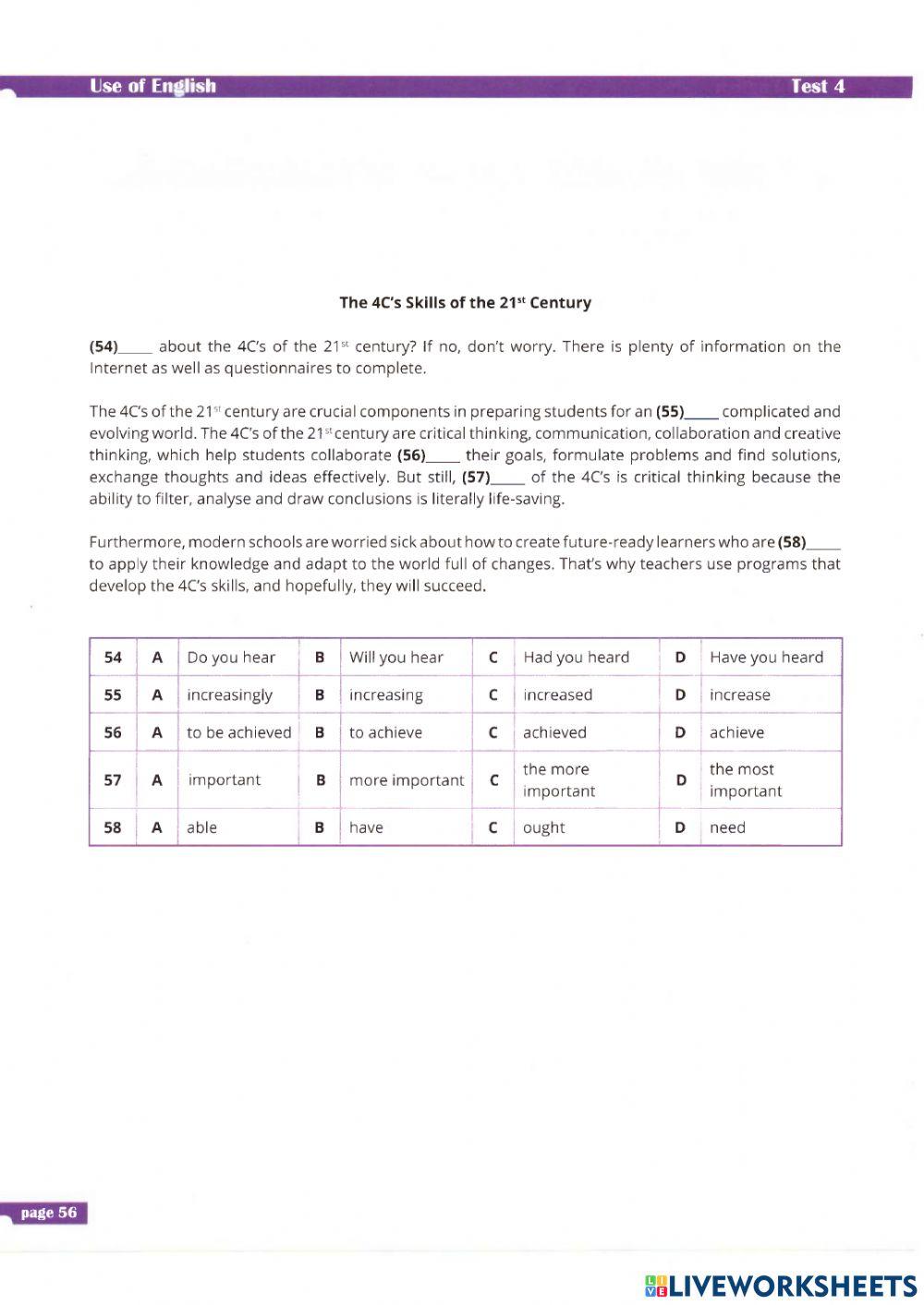 ZNO test 4 Use of English