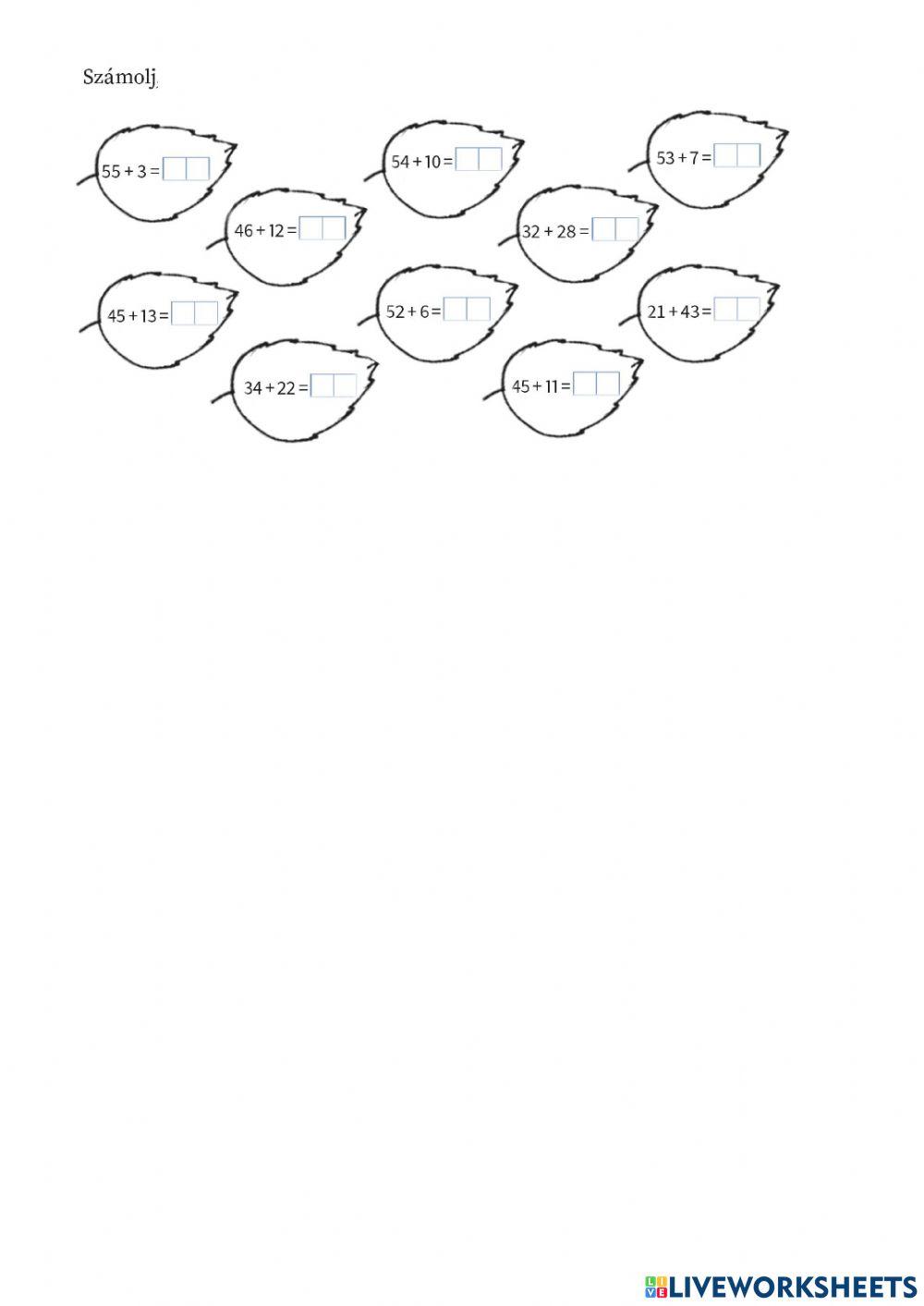 Kétjegyű számhoz kétjegyű szám adása