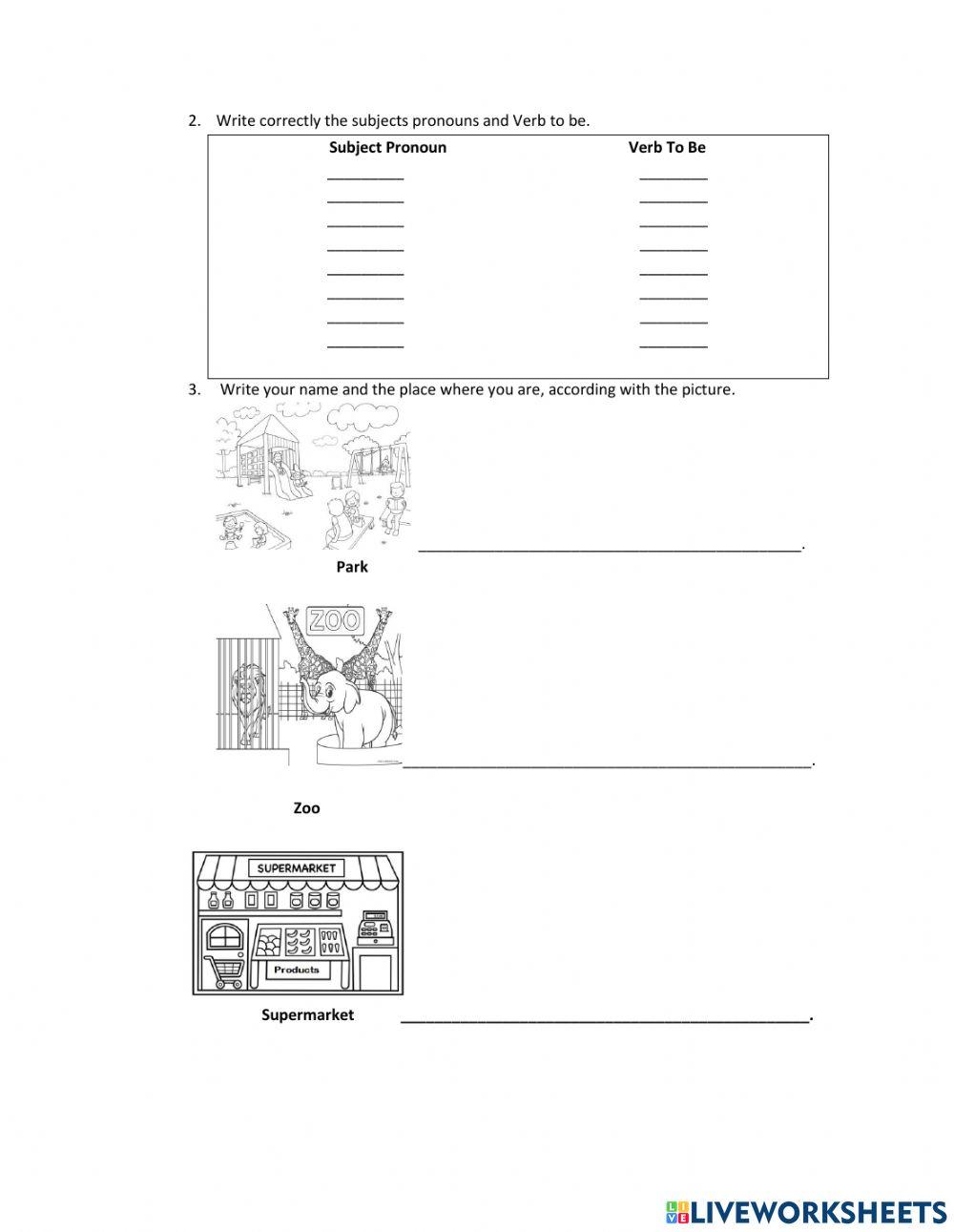 Subjects Pronouns, Verb to be, professions