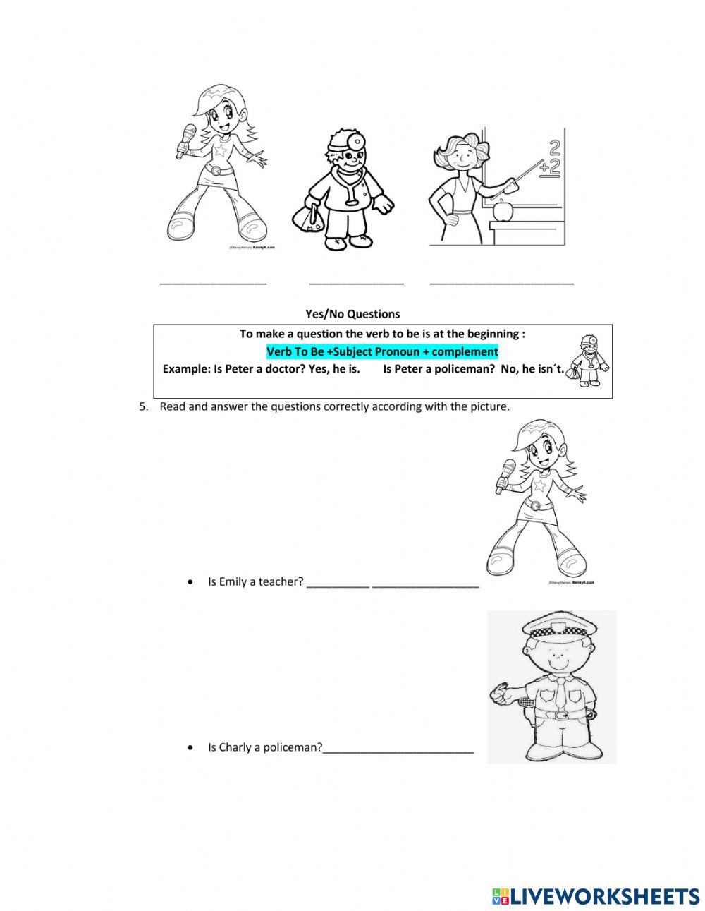 Subjects Pronouns, Verb to be, professions