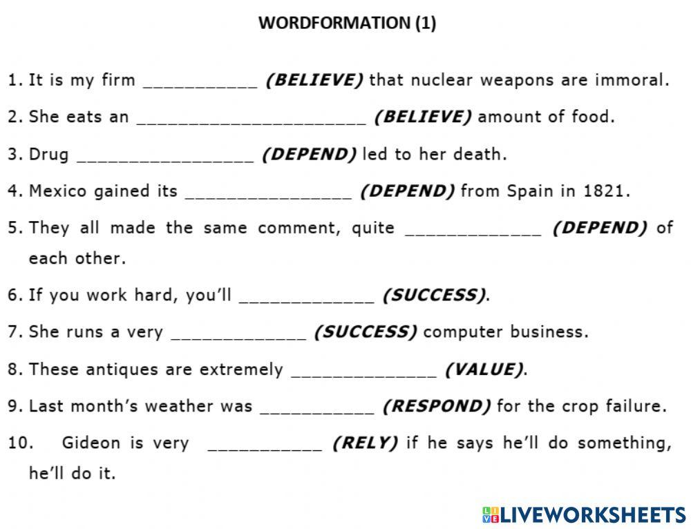 Wordformation U5L3 FORM 11