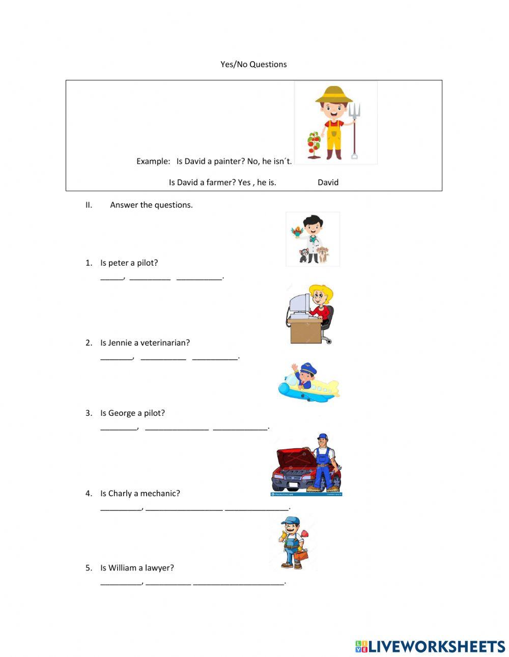 Professions Yes-No questions His-Her