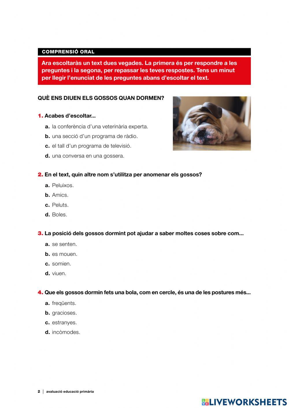 Comprensió Oral Gossos