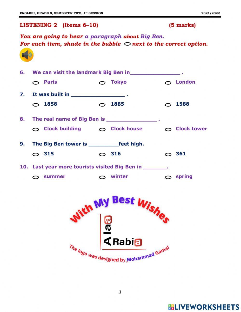 Grade 8 Listening 2 S 2