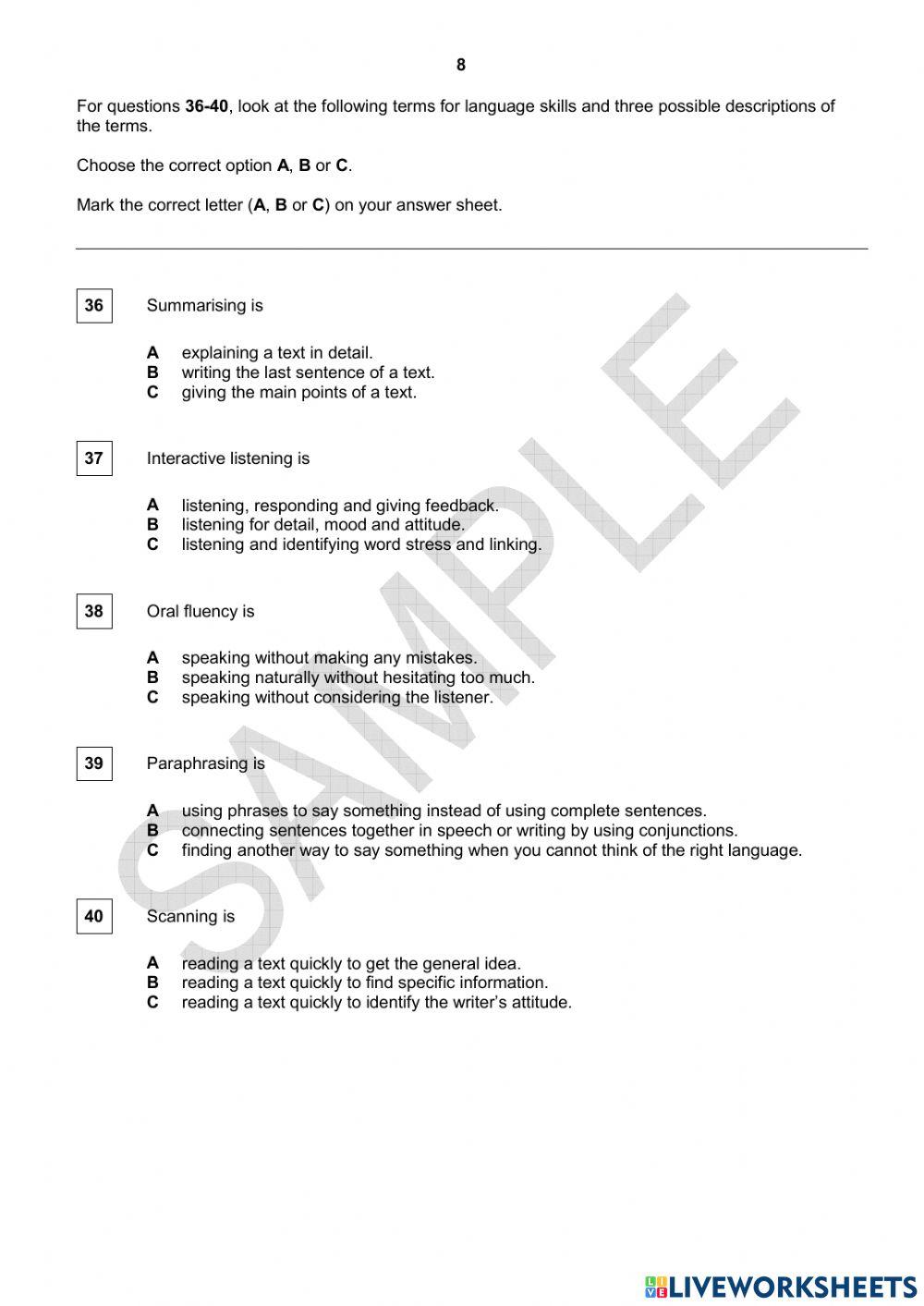 TKT Module 1 practice test (part 1)