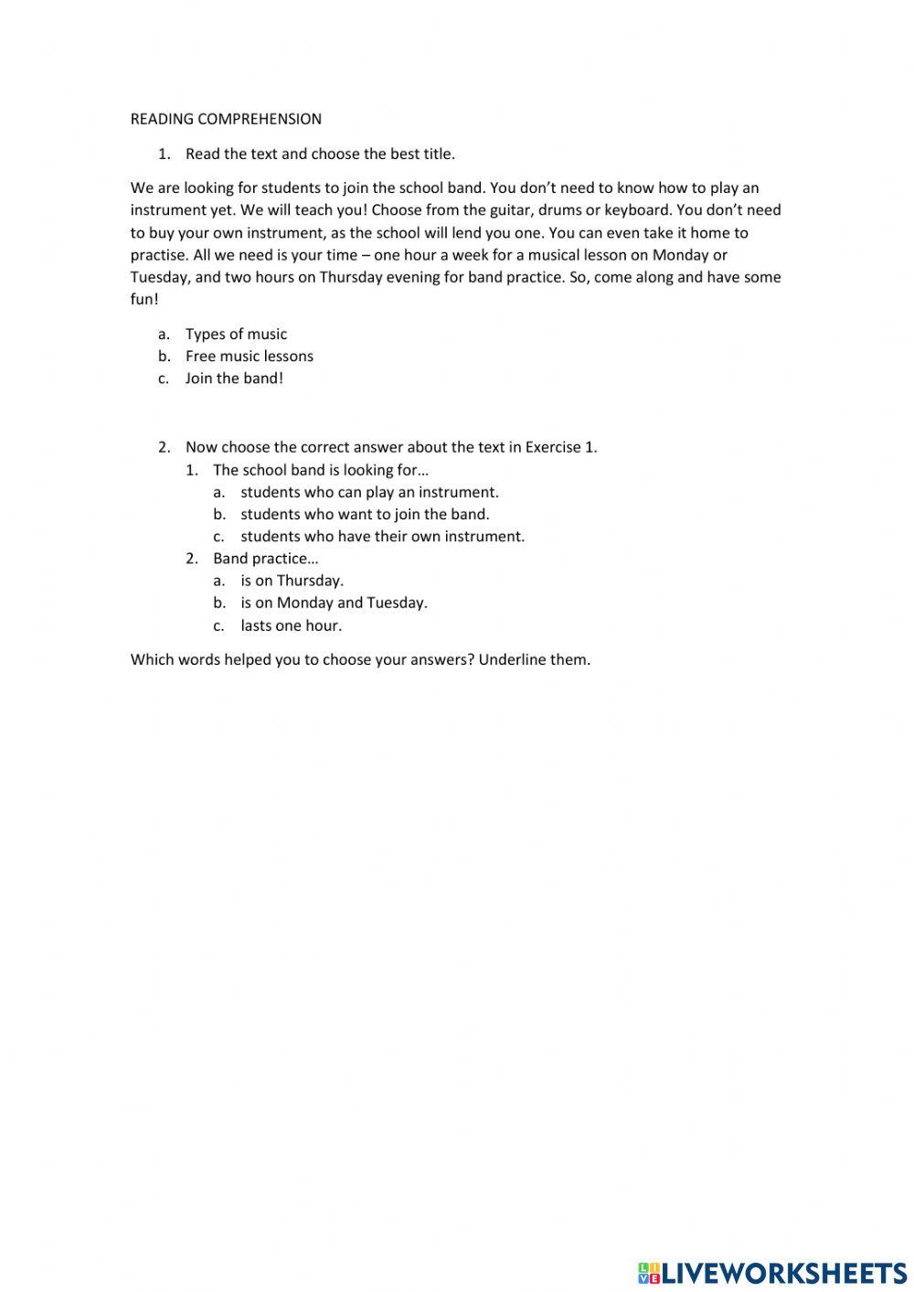 Reading Comprehension