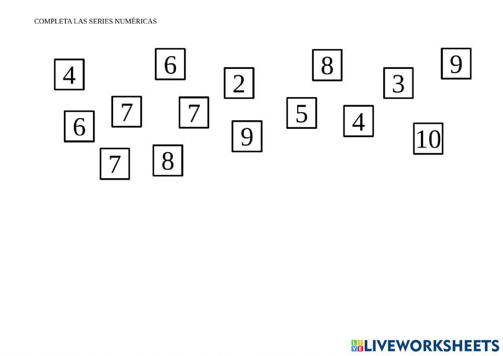 CONTINUA LA SERIE NUMÉRICA EN CADA CONJUNTO DE CUBOS