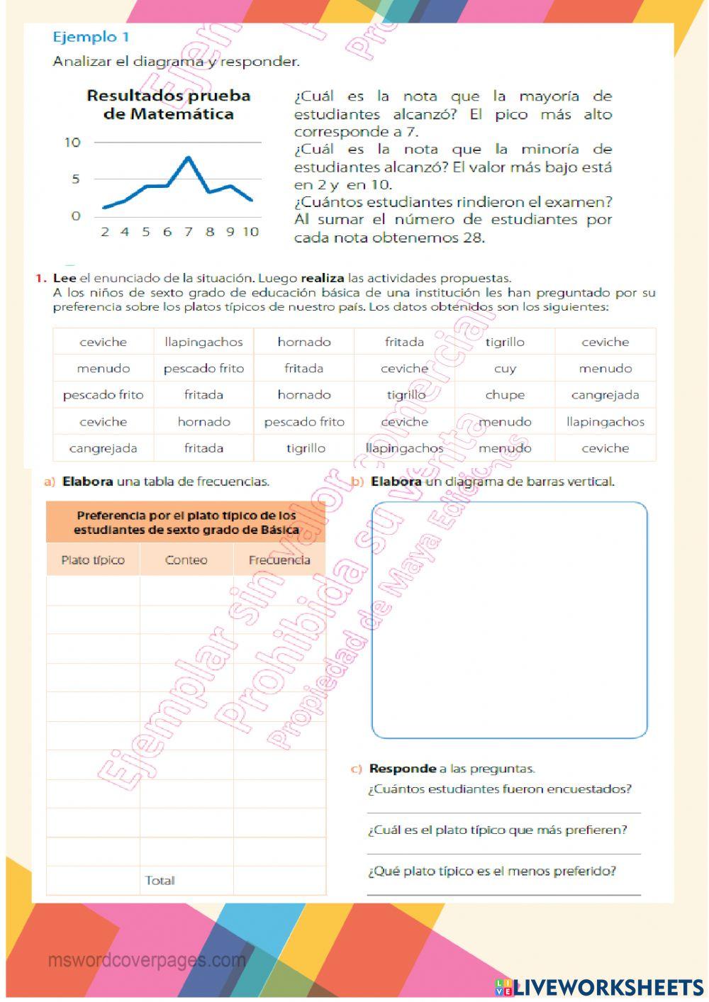 Representación de datos discretos en diagramas de barras y poligonales