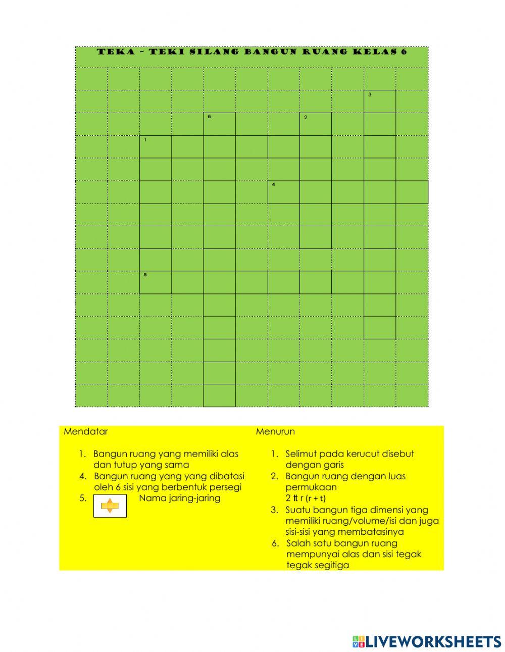 Teka teki silang bangun ruang