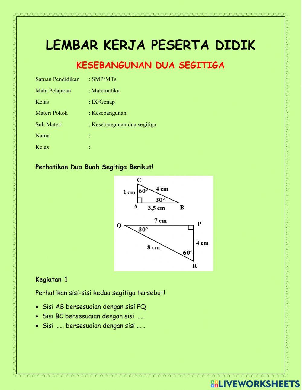 Kesebangunan Dua Segitiga