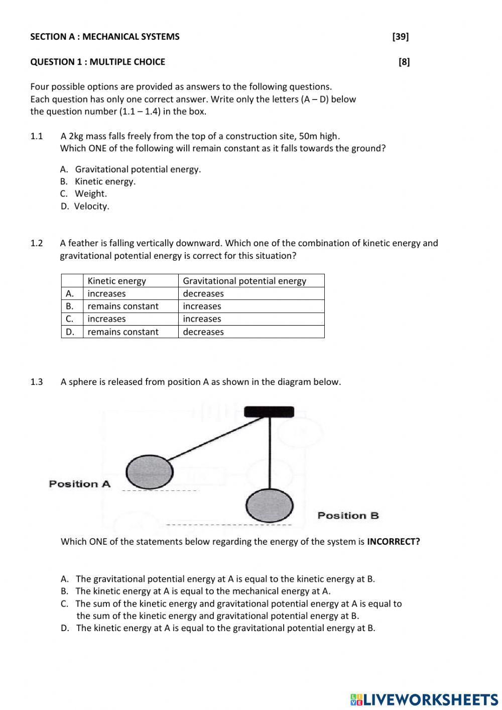 Mechanical Energy and The Mole