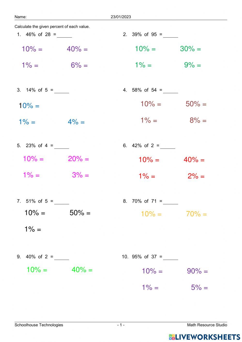 WW l3 Percentages