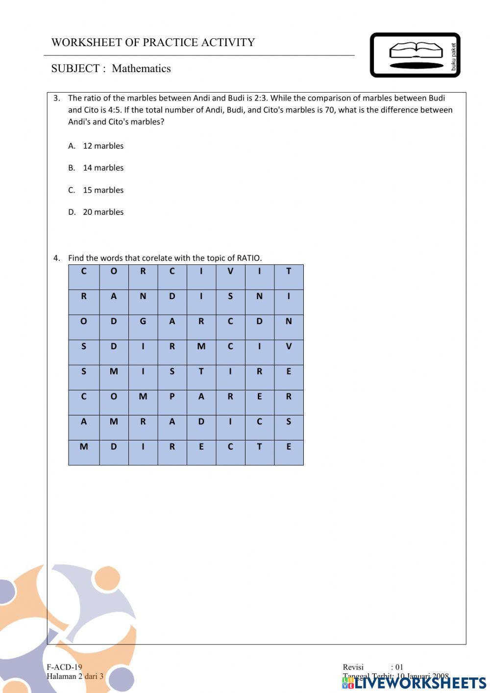 Worksheet ratio higher level
